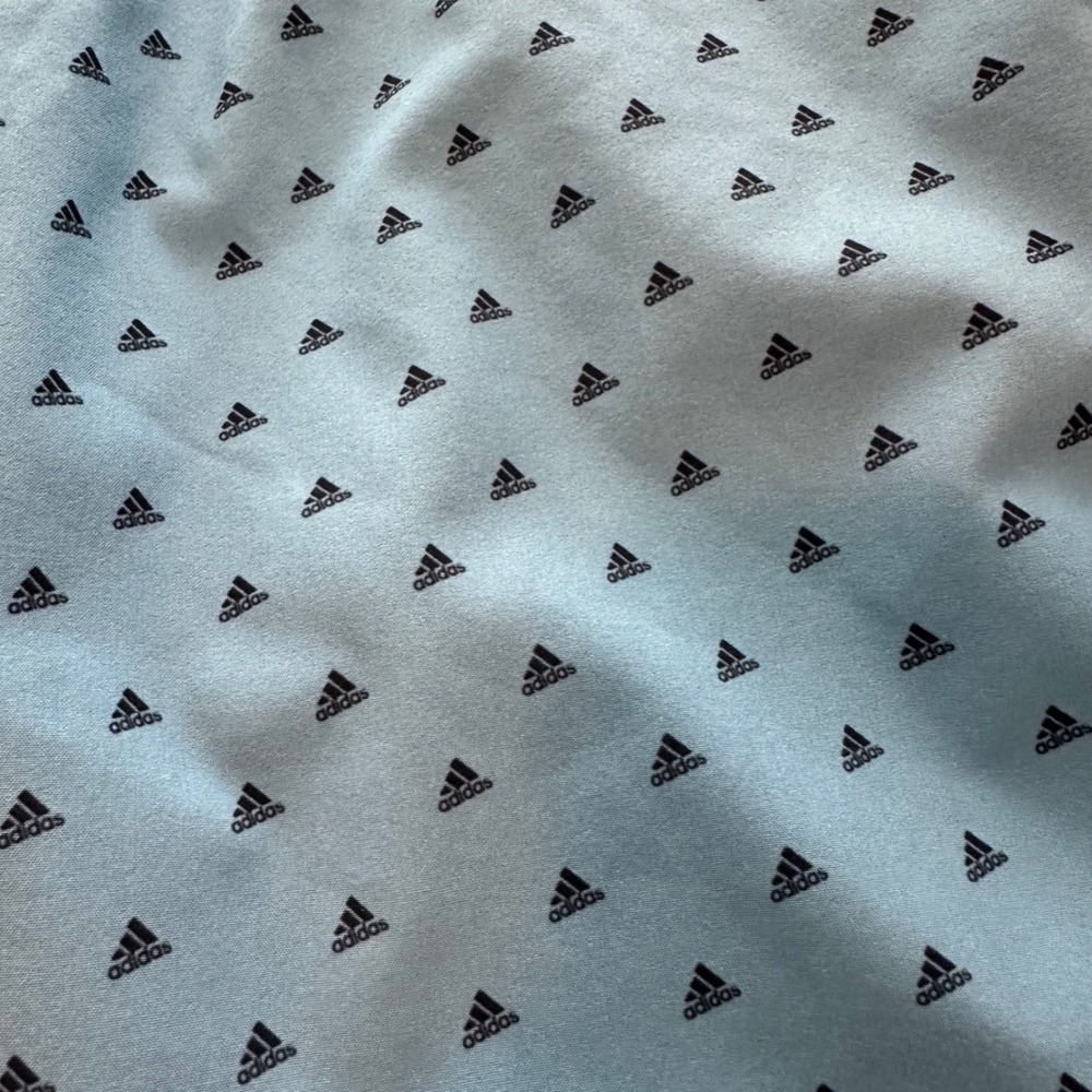 Adidas Golf Shorts Mens 38 Light Blue All Over Triangle Logo Print Performance - Picture 3 of 11